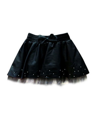 Детска кожена пола в черно с тюл 746533