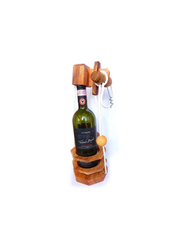 Капан за вино - дървен пъзел с тирбушон