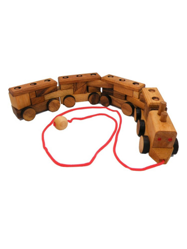 Детски дървен влак - конструктор, ръчна изработка, естествено дърво