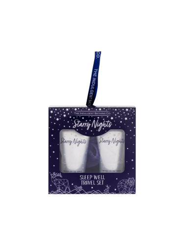 The Indulgent Bathing Co. Starry Nights Sleep Well Travel Set Подаръчен комплект лосион за тяло Lavender And Lime Flower Body Lotion 50 ml + душ гел Lavender & Lime Flower Body Wash 50 ml + гъба за баня Luxury Shower Puff 1 бр