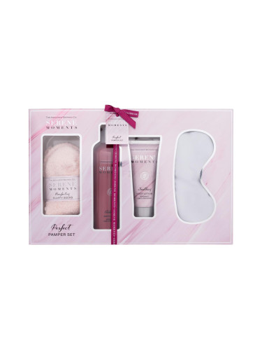 The Indulgent Bathing Co. Serene Moments Perfect Pamper Set Подаръчен комплект пяна за вана Relaxing Bath Foam Bergamot, Lime & Patchouli 300 ml + крем за крака Soothing Foot Lotion Bergamot, Lime & Patchouli 100 ml + маска за спане Satin Sleep Mask 1 бр + чорапи Luxury Socks 1 чифт