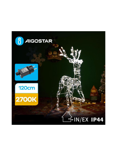 Aigostar - LED Екстериорна коледна декорация LED/3,6W/31/230V 2700K 120 см IP44 северен елен