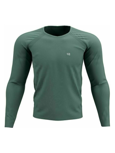 Compressport Training T-Shirt Silver Pine XL Тениска с дълги ръкави за бягане
