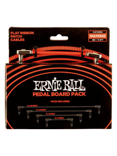 Ernie Ball Flat Ribbon Patch Cables Pedalboard Червен 15 cm-30 cm-60 cm-7,5 cm Ъглов - Ъглов