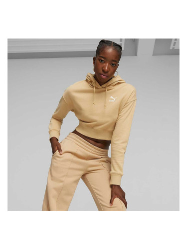 ДАМСКИ СУИТШЪРТ PUMA CLASSICS CROPPED HOODIE TR SAND