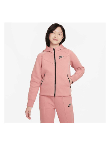 ДЕТСКО ГОРНИЩЕ ЗА МОМИЧЕ NIKE NSW TCH FLC HD FZ LS RED STARDUST