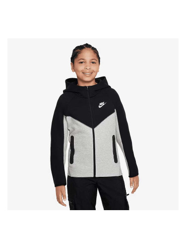ДЕТСКО ГОРНИЩЕ ЗА МОМЧЕ NIKE NSW TECH FLC F DK GREY HTHR/BLACK