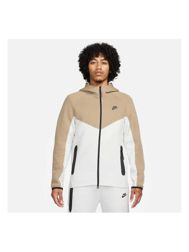 МЪЖКО ГОРНИЩЕ NIKE TCH FLC FZ WR HOODIE SUMMIT WHITE/KHAKI