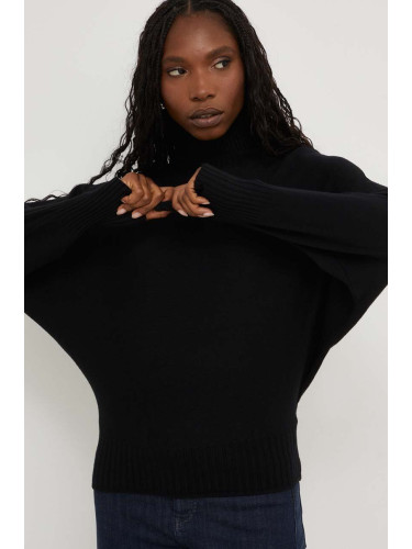 Пуловер Answear Lab дамски в черно от лека материя с поло