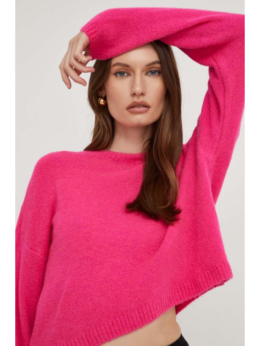 Пуловер с вълна Answear Lab x limited collection NO SHAME в розово от лека материя