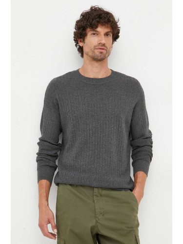 Пуловер с вълна Sisley мъжки в сиво от лека материя