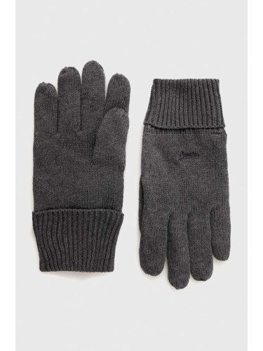 Памучни ръкавици Superdry в сиво