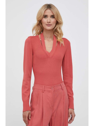Пуловер Sisley дамски в розово от лека материя