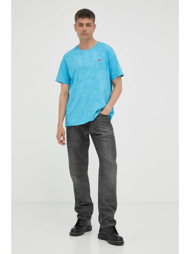 Памучна тениска Levi's в синьо с десен