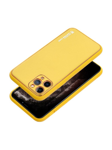 Гръб от еко кожа FORCELL Leather - iPhone 15 Plus жълт