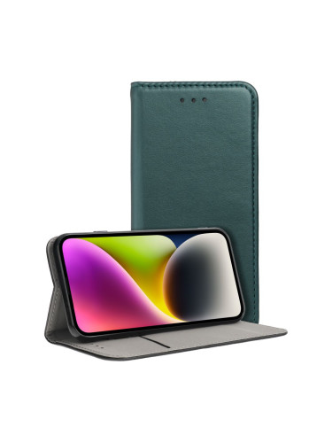 Калъф тип книга Smart Magneto - iPhone 15 Plus тъмнозелен