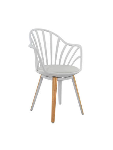 Кресло бял цвят-дървени крака