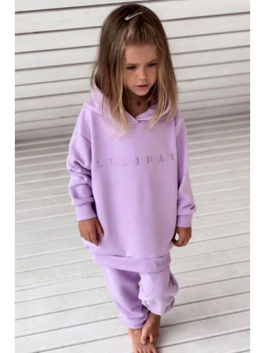 Детски комплект от дълга блуза и панталон в лилаво 877458