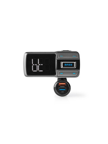 Nedis CATR101BK - FM автомобилен предавател Bluetooth / 3A / 2.4A гласов контрол