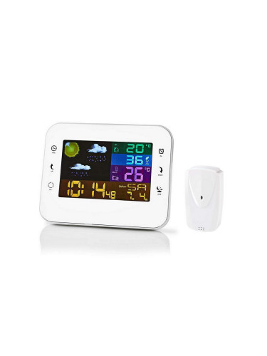Nedis WEST402WT - Метеорологична станция с цветен LCD дисплей 230V бяла
