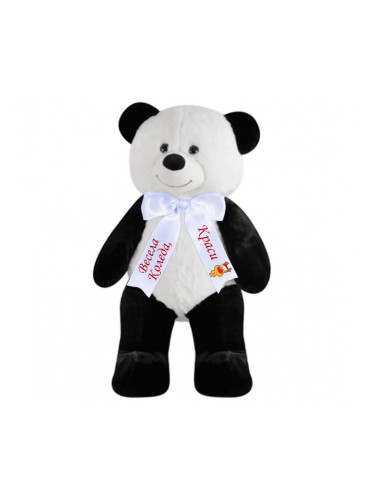 Плюшена панда с коледен надпис