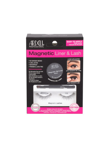 Ardell Magnetic Liner & Lash 110 Подаръчен комплект магнитни мигли 110 1 чифт + магнитна гелообразна очна линия 2 g Black + четка за очна линия 1 бр