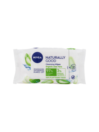 Nivea Naturally Good Organic Aloe Vera Почистващи кърпички за жени 25 бр