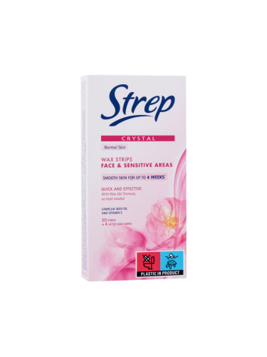 Strep Crystal Wax Strips Face & Sensitive Areas Normal Skin Продукти за депилация за жени 20 бр