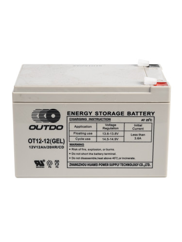 Тягов акумулатор 12V, 12Ah, гелов, OT12-12(GEL)/CD, OUTDO