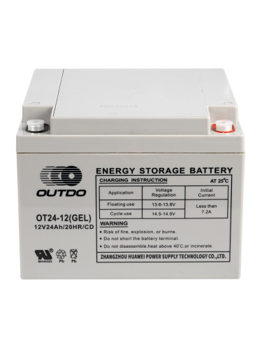 Тягов акумулатор 12V, 24Ah, гелов, OT24-12(GEL)/CD, OUTDO