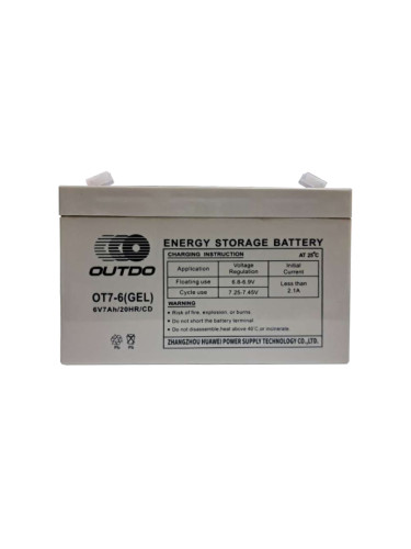 Тягов акумулатор 6V, 7Ah, гелов, OT7-6(GEL)/CD, OUTDO