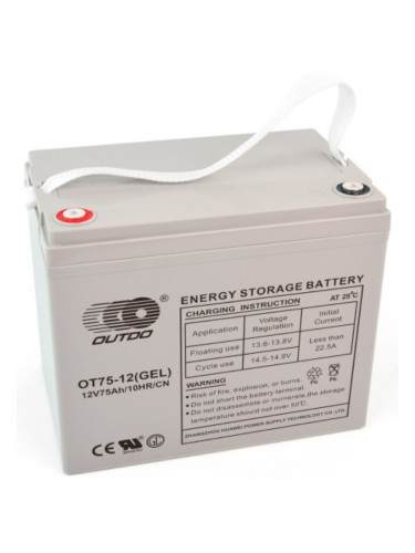 Тягов акумулатор 12V, 75Ah, гелов, OT75-12(GEL)/CD, OUTDO