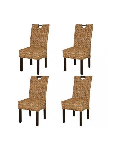 Sonata Трапезни столове, 4 броя, кубу ратан, мангово дърво