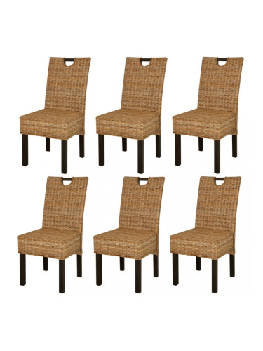 Sonata Трапезни столове, 6 броя, кубу ратан, мангова дървесина