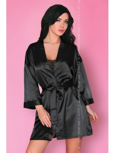 Луксозен сатенен халат в черно Dorettela