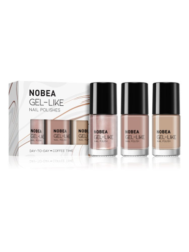 NOBEA Day-to-Day 3-Piece Gel-like Nail Polish set комплект лак за нокти Coffee Time