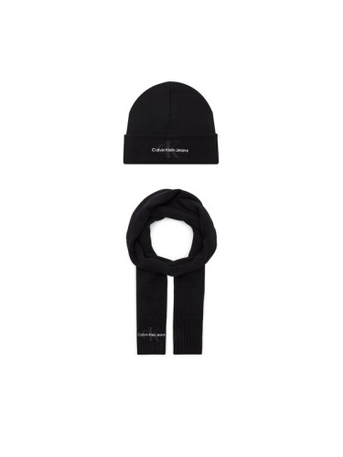 Calvin Klein Jeans Комплект шал и шапка Gifting Logo Beanie/Scarf K60K611418 Черен