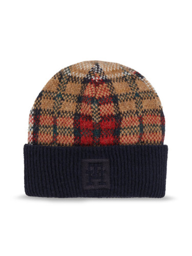 Tommy Hilfiger Шапка Tommy Check Beanie AW0AW15315 Тъмносин