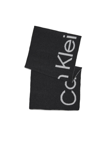 Calvin Klein Зимен шал Logo Reverso Tonal Scarf 40X180 K60K611117 Черен