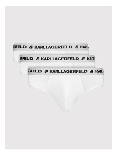 KARL LAGERFELD Комплект 3 чифта слипове Logo 211M2103 Бял