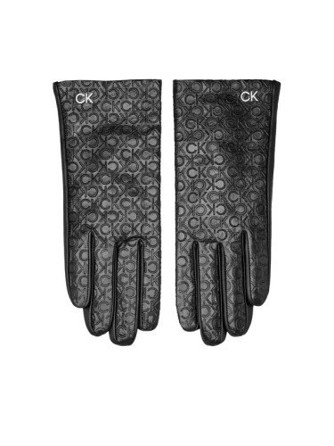 Calvin Klein Дамски ръкавици Re-Lock Emb/Deb Leather Gloves K60K611165 Черен