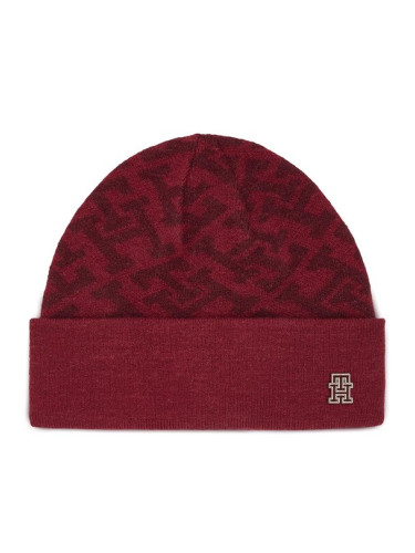 Tommy Hilfiger Шапка Monogram All Over Beanie AW0AW15327 Червен