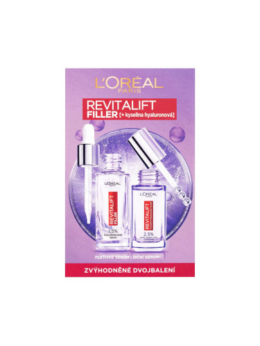 L'Oréal Paris Revitalift Filler HA Подаръчен комплект серум за лице Revitalift Filler HA 1,5% 30 ml + околоочен серум Revitalift Filler HA 2,5% 20 ml