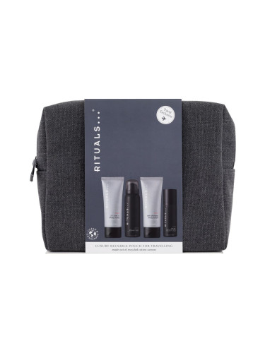 Rituals Homme Luxury Reusable Pouch For Travelling Подаръчен комплект шампоан и душ гел 2в1 Homme Sport 70 ml + душ пяна Homme 50 ml + лосион за тяло Homme Sport 70 ml + антиперспирант Homme 50 ml+ козметична чантичка