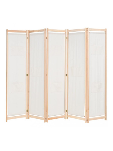 Sonata Параван за стая, 5 панела, кремав, 200x170x4 cм, текстил
