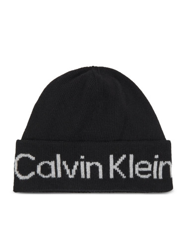 Шапка Calvin Klein Logo Reverso Tonal Beanie K60K611151 Черен