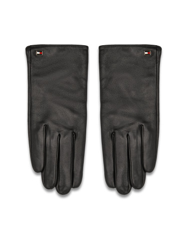 Дамски ръкавици Tommy Hilfiger Essential Flag Leather Gloves AW0AW15360 Черен