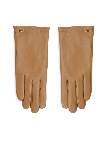Дамски ръкавици Tommy Hilfiger Essential Flag Leather Gloves AW0AW15360 Бежов