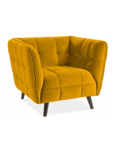 Кадифено кресло - жълто / къри