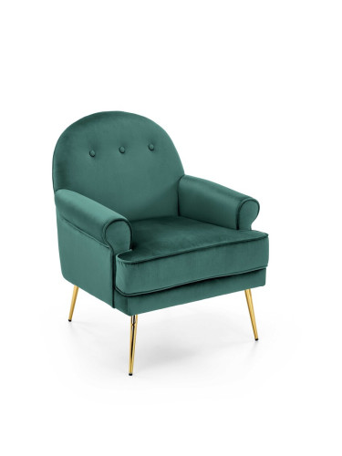 Кадифено кресло - тъмно зелено/златно